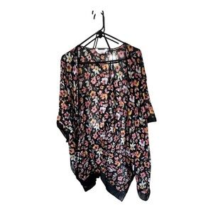 LC Lauren Conrad Black Floral Sheer Blouse